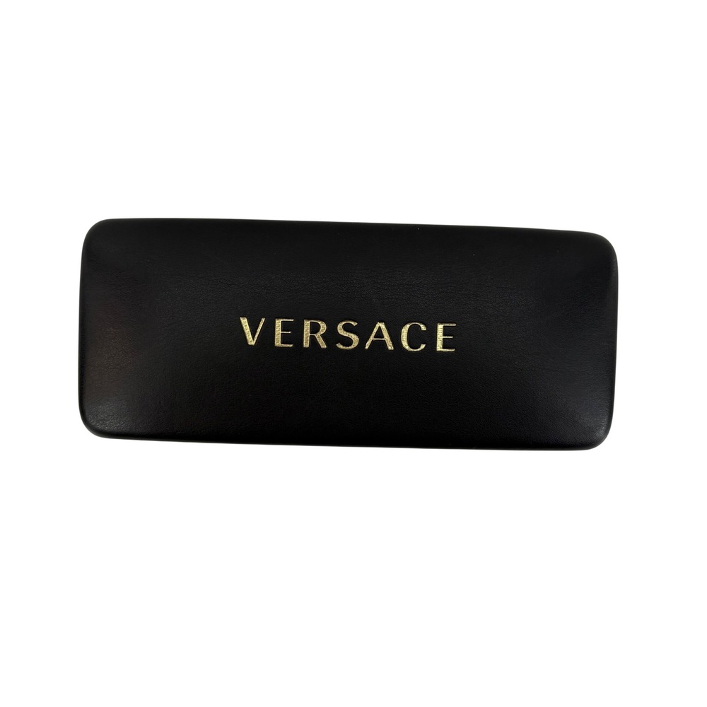 Versace Black Leather Eyeglasses Case Gold Logo